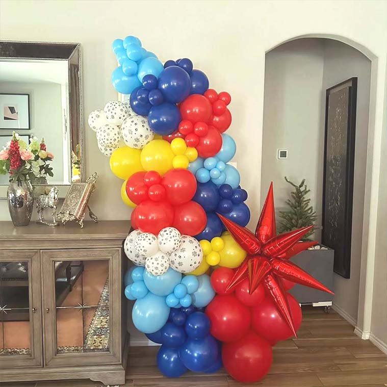 Organic balloon garland in Dallas for event backdrop